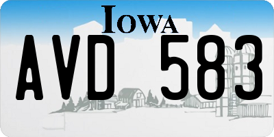 IA license plate AVD583
