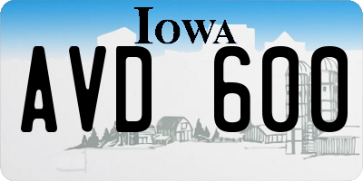 IA license plate AVD600