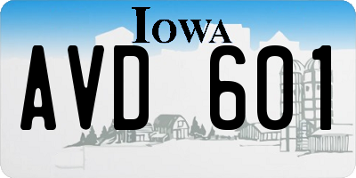 IA license plate AVD601