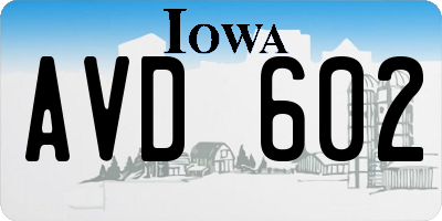 IA license plate AVD602
