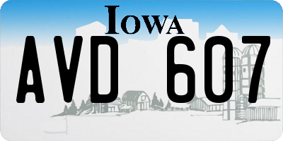 IA license plate AVD607