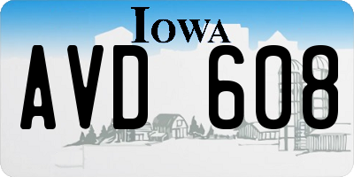 IA license plate AVD608