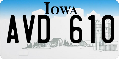 IA license plate AVD610