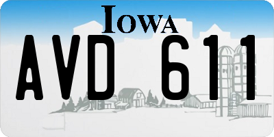 IA license plate AVD611