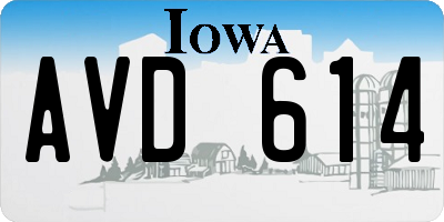 IA license plate AVD614