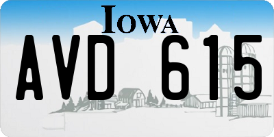 IA license plate AVD615