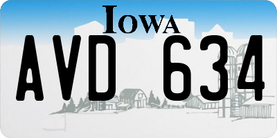 IA license plate AVD634