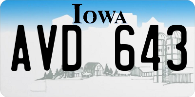 IA license plate AVD643