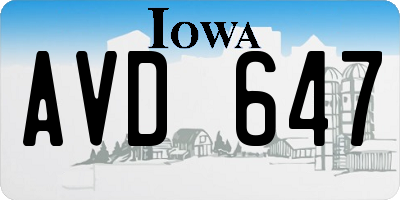 IA license plate AVD647
