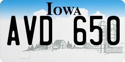 IA license plate AVD650