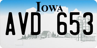 IA license plate AVD653