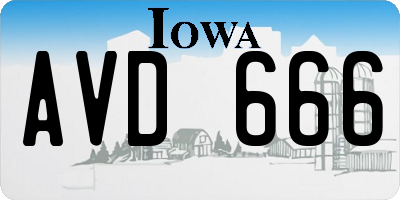 IA license plate AVD666