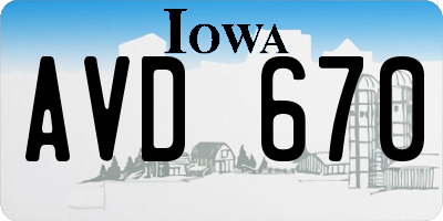 IA license plate AVD670