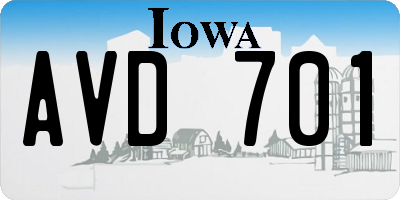 IA license plate AVD701