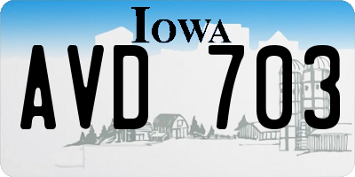 IA license plate AVD703