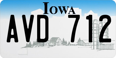 IA license plate AVD712