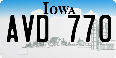 IA license plate AVD770
