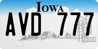 IA license plate AVD777