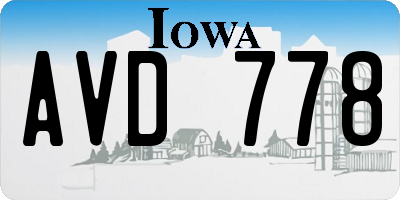 IA license plate AVD778
