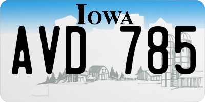 IA license plate AVD785