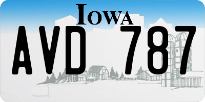 IA license plate AVD787