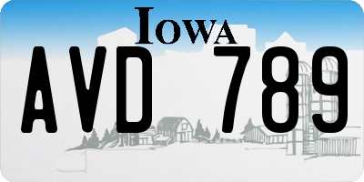 IA license plate AVD789