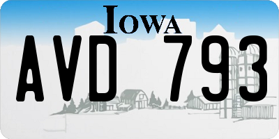 IA license plate AVD793