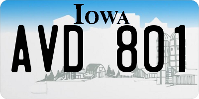 IA license plate AVD801