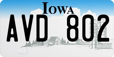 IA license plate AVD802