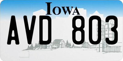 IA license plate AVD803