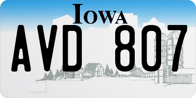 IA license plate AVD807