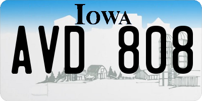 IA license plate AVD808