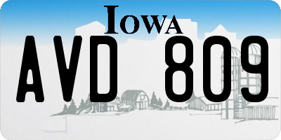 IA license plate AVD809