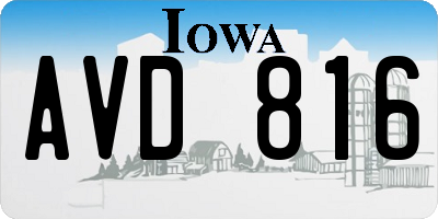 IA license plate AVD816