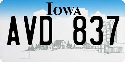 IA license plate AVD837