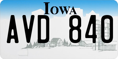 IA license plate AVD840