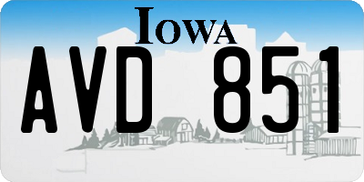 IA license plate AVD851