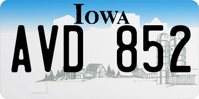 IA license plate AVD852