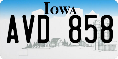 IA license plate AVD858