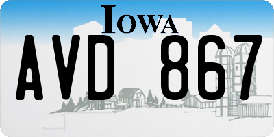 IA license plate AVD867