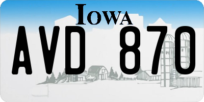 IA license plate AVD870