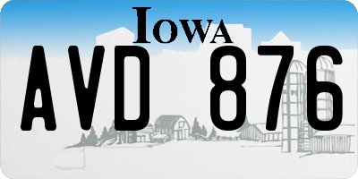 IA license plate AVD876