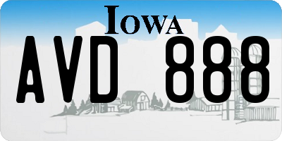 IA license plate AVD888