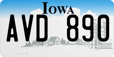 IA license plate AVD890