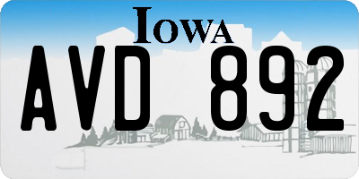 IA license plate AVD892