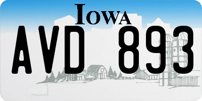 IA license plate AVD893