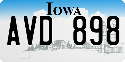 IA license plate AVD898