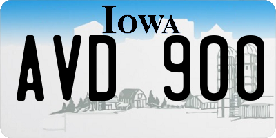 IA license plate AVD900