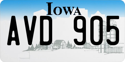 IA license plate AVD905