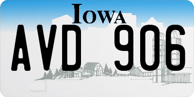 IA license plate AVD906